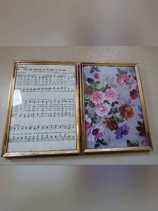 Handmade Other - Vintage Double Hinged Picture Frame Decor Religious Hymnal Floral